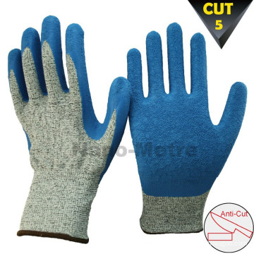 NMSAFETY bleu latex enduit résistant à la coupure 5 gants multiflex